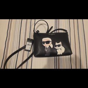 Karl Lagerfeld Black Crossbody Bag with Character Design